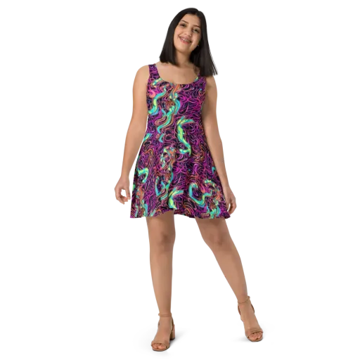 Neon Drizzle on a Skater Dress