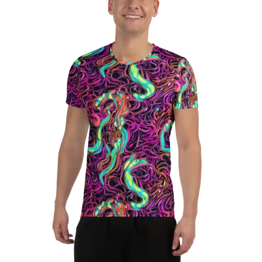 Neon Drizzle on a Men's Athletic T-Shirt