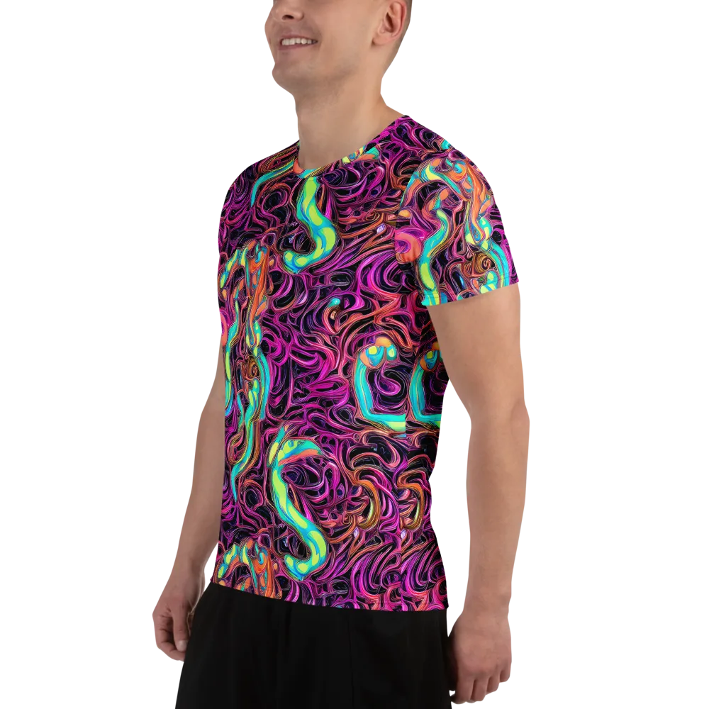 Neon Drizzle on Men's Athletic T-Shirt — Left