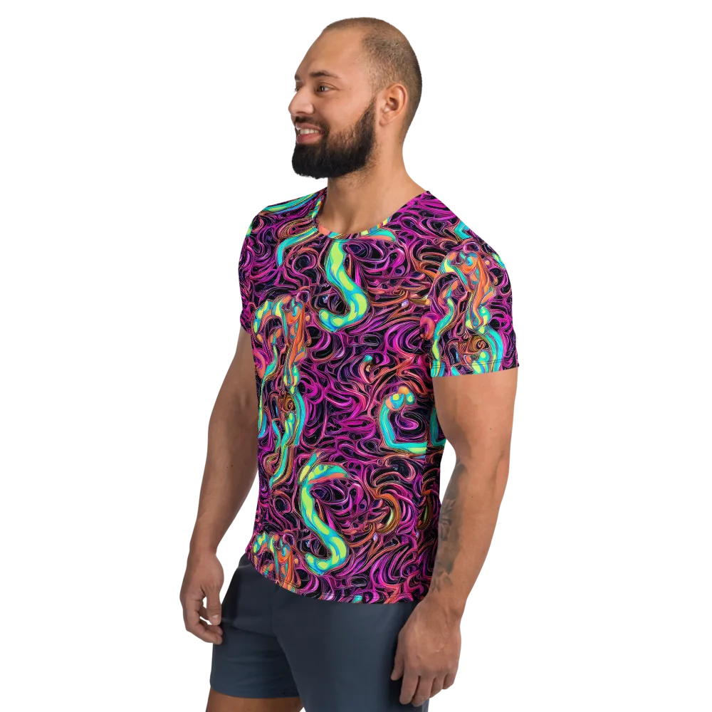 Neon Drizzle on Men's Athletic T-Shirt — Left