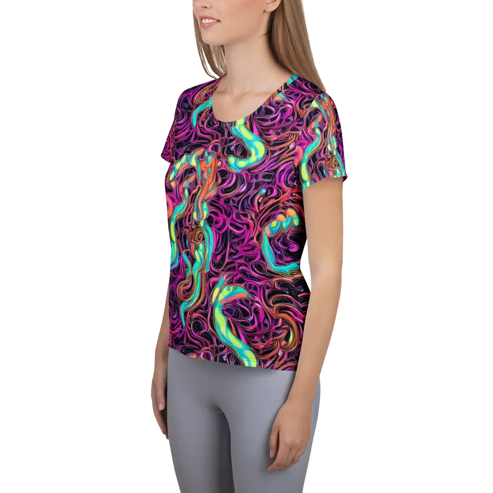 Neon Drizzle on Women's Athletic T-Shirt — Left