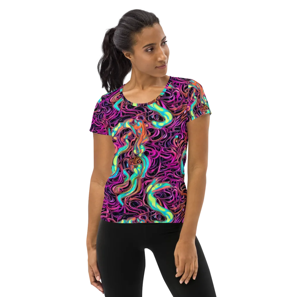 Neon Drizzle on Women's Athletic T-Shirt — Front
