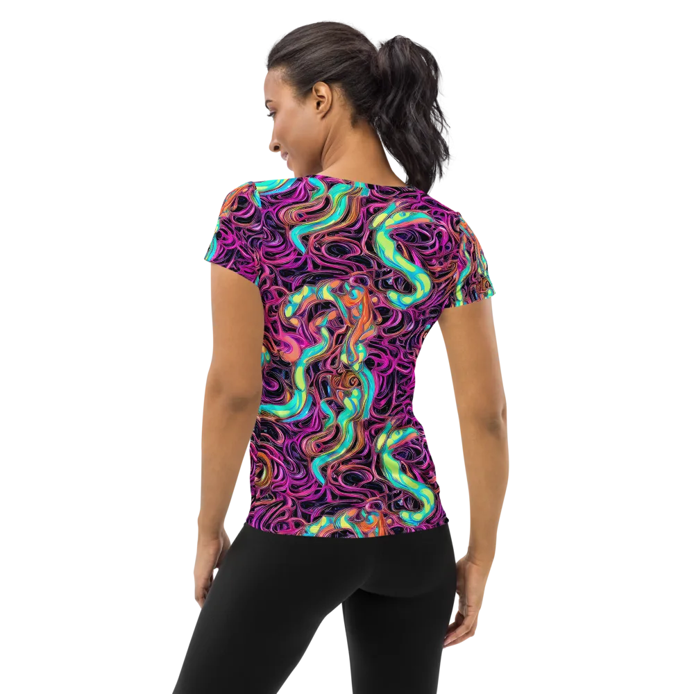 Neon Drizzle on Women's Athletic T-Shirt — Back