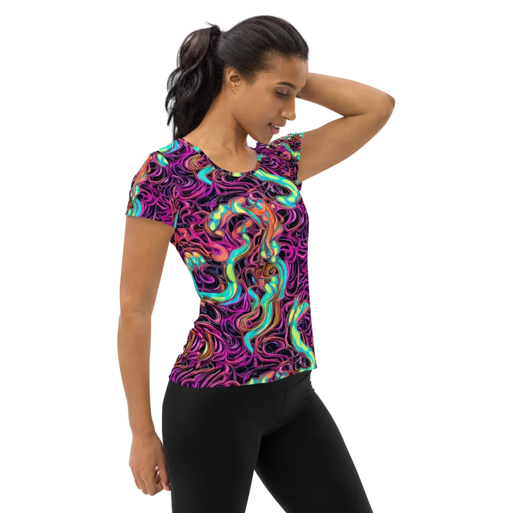 Neon Drizzle on Women's Athletic T-Shirt — Right