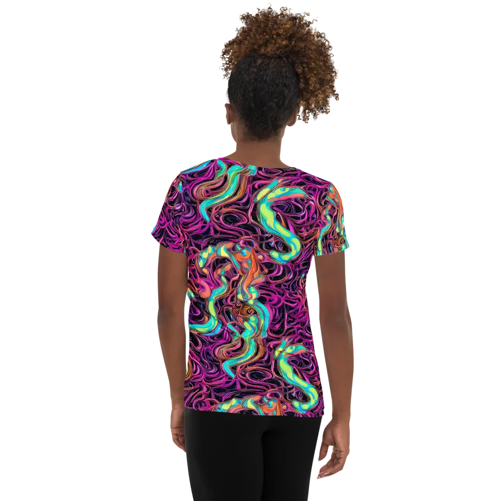 Neon Drizzle on Women's Athletic T-Shirt — Back