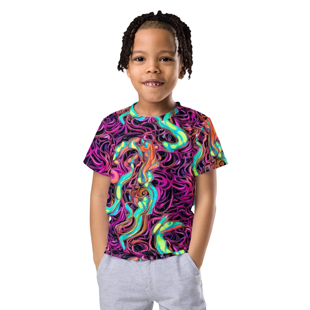 Neon Drizzle on Kids Crew Neck T-Shirt — Front