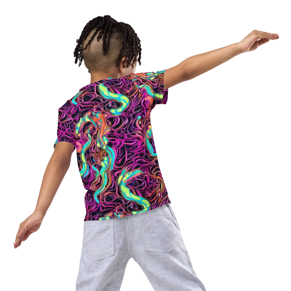 Neon Drizzle on Kids Crew Neck T-Shirt — Back