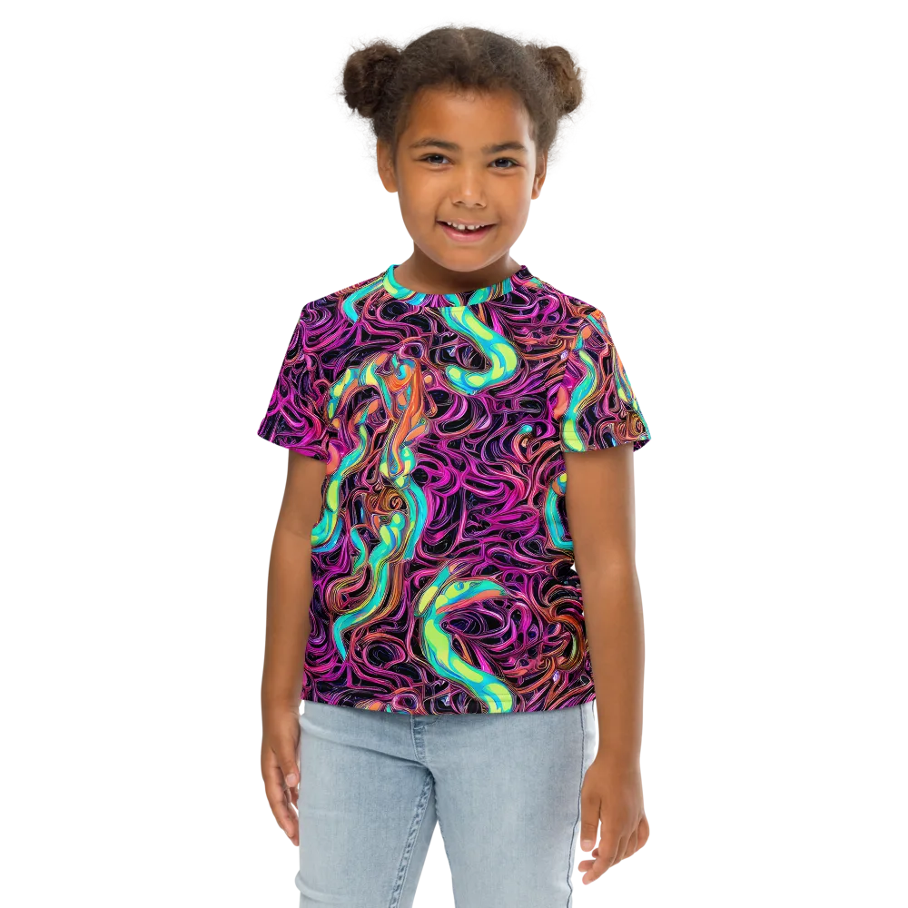Neon Drizzle on Kids Crew Neck T-Shirt — Front