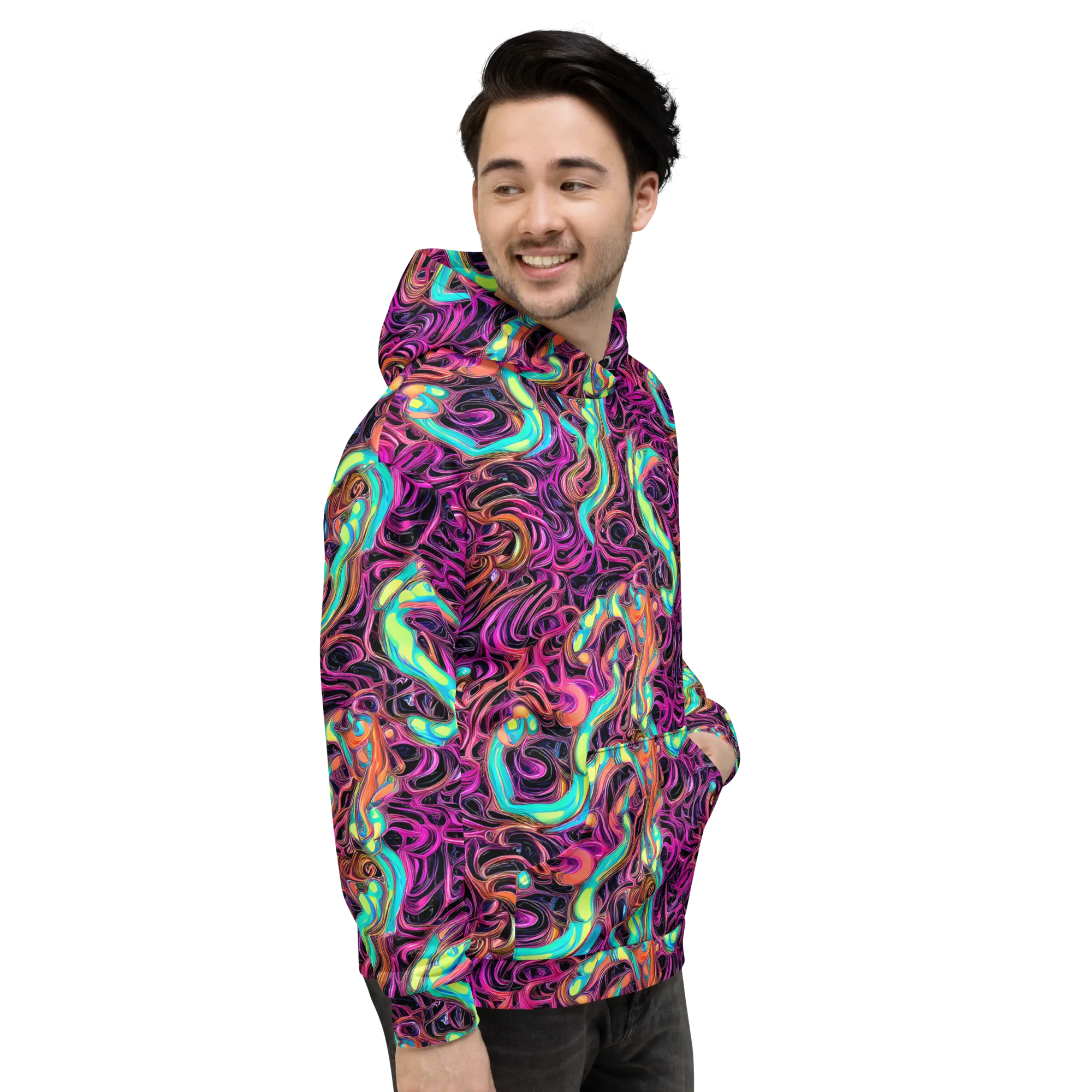 Neon Drizzle on Hoodie — Right