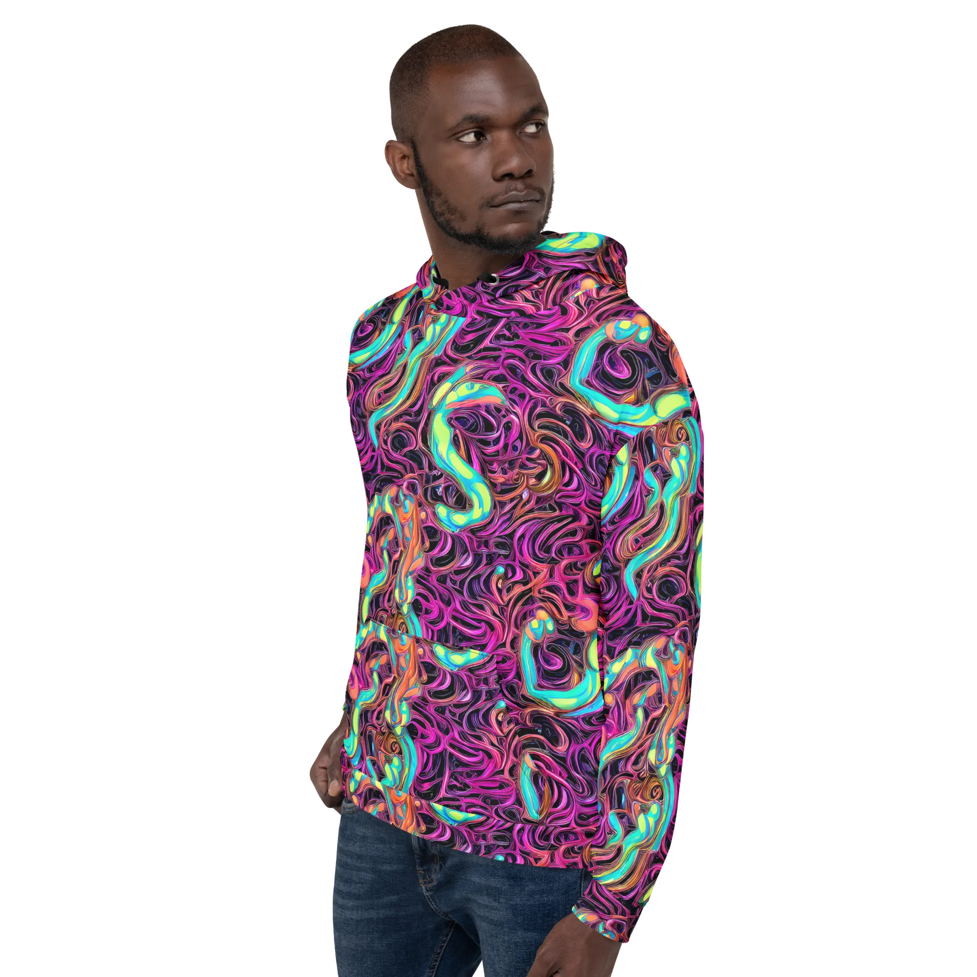 Neon Drizzle on Hoodie — Left