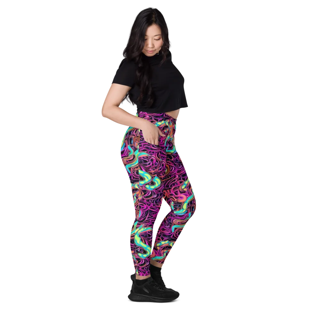 Neon Drizzle on Leggings with Pockets — Right