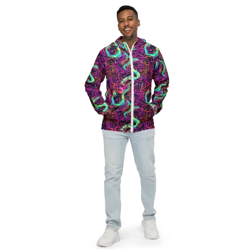 Neon Drizzle on a Men's Windbreaker