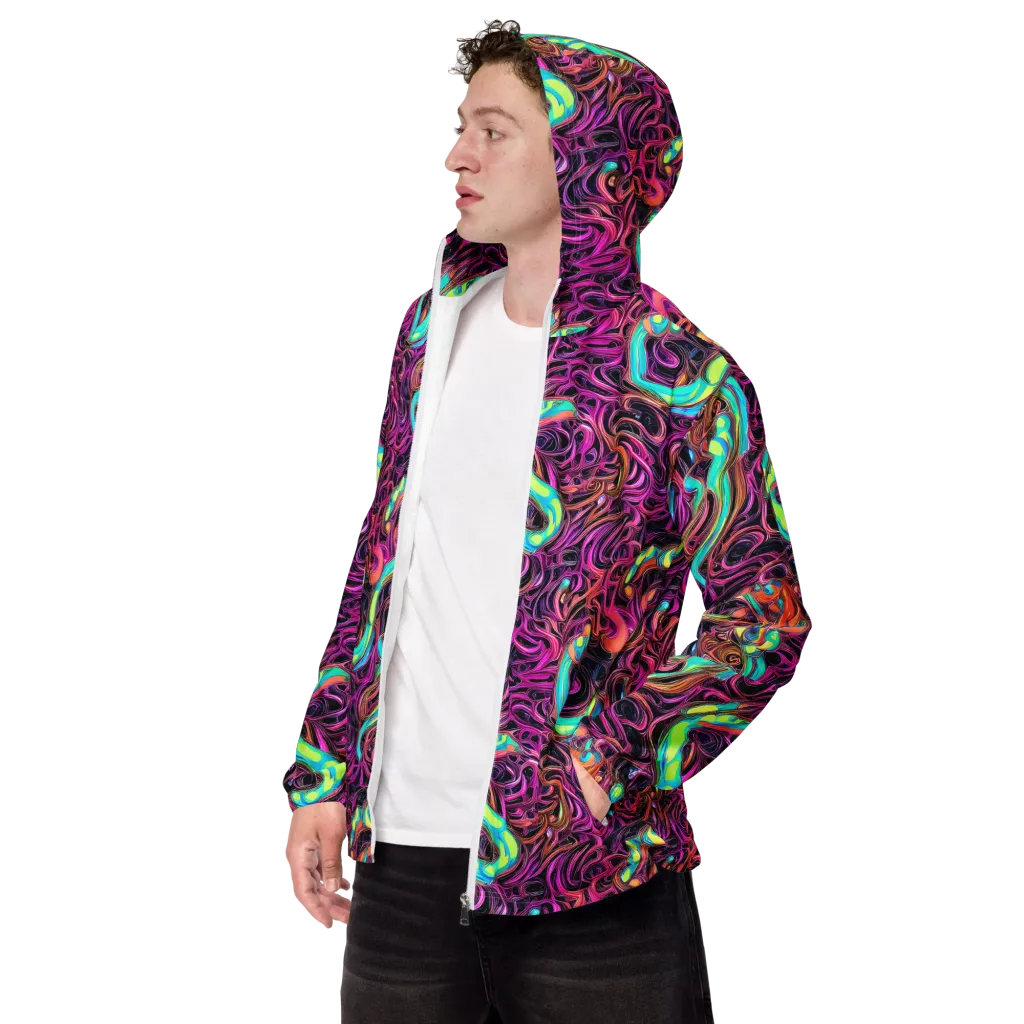 Neon Drizzle on Men's Windbreaker — Left Front