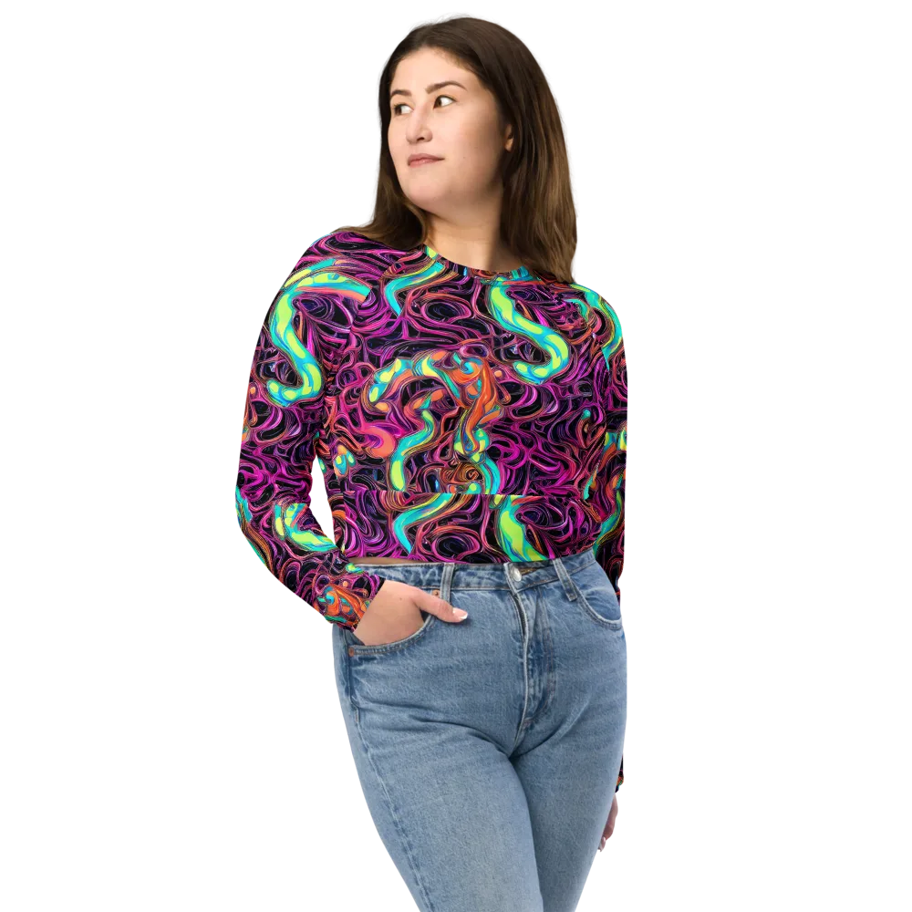 Neon Drizzle on Long Sleeve Crop Top — Front