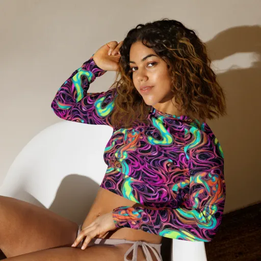Neon Drizzle on a Long Sleeve Crop Top