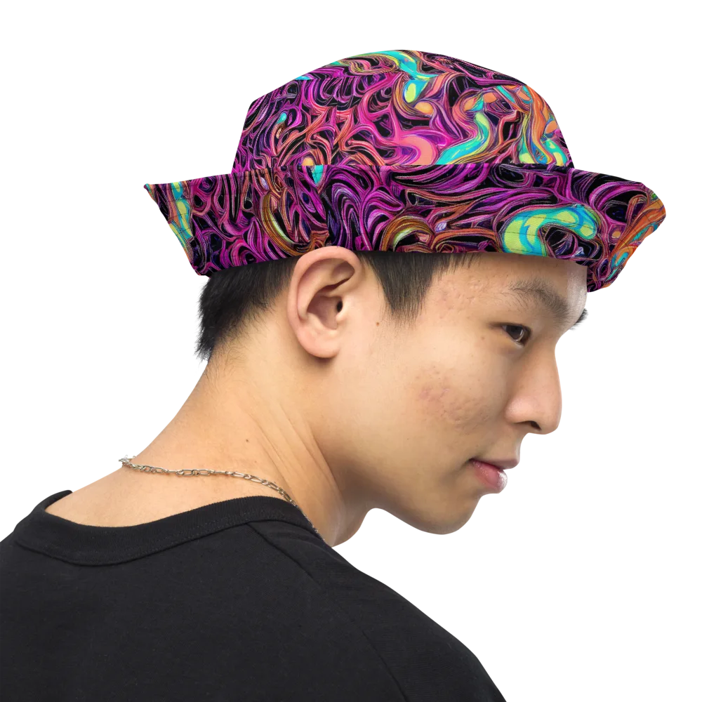 Neon Drizzle on Reversible Bucket Hat — Right Outside