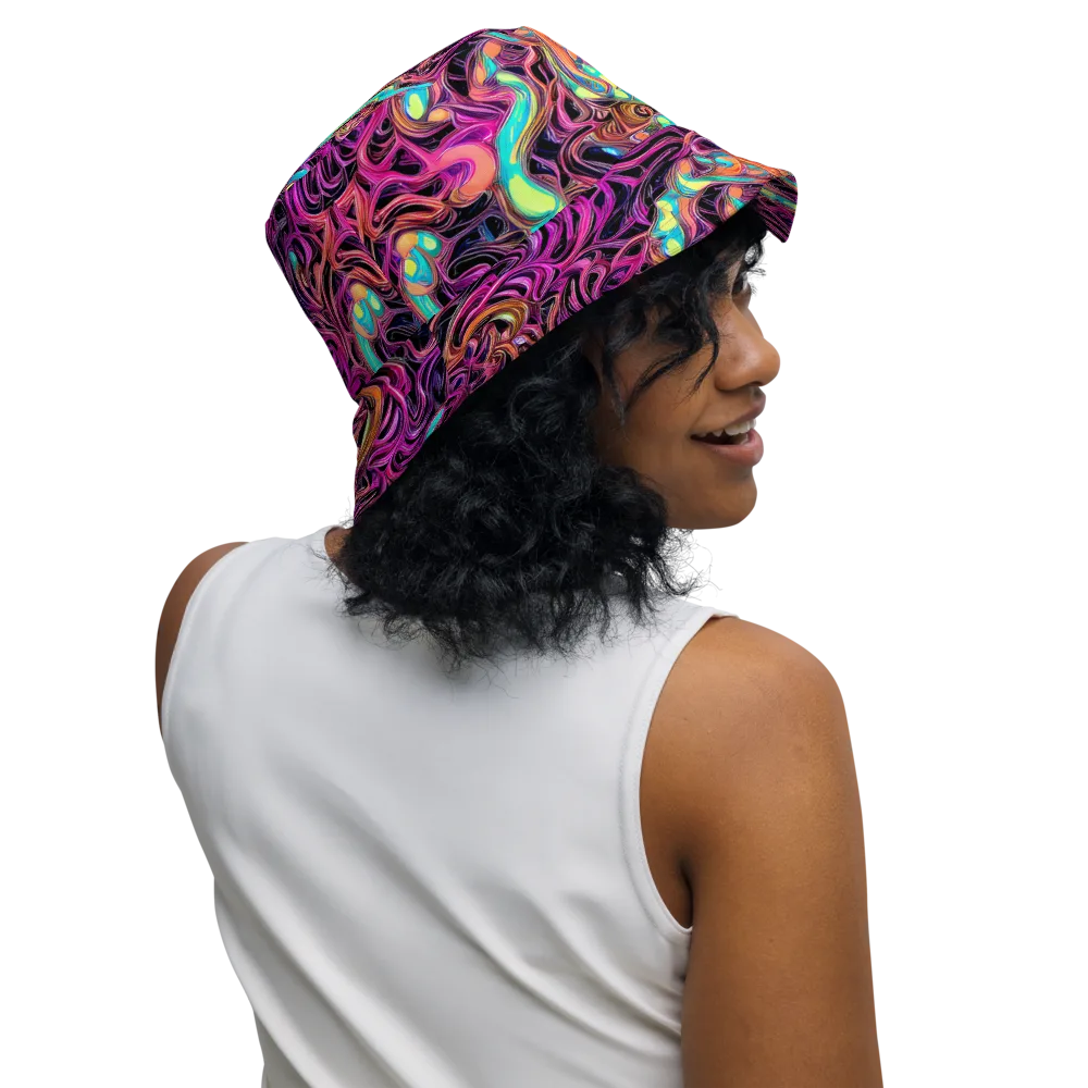 Neon Drizzle on Reversible Bucket Hat — Right Outside