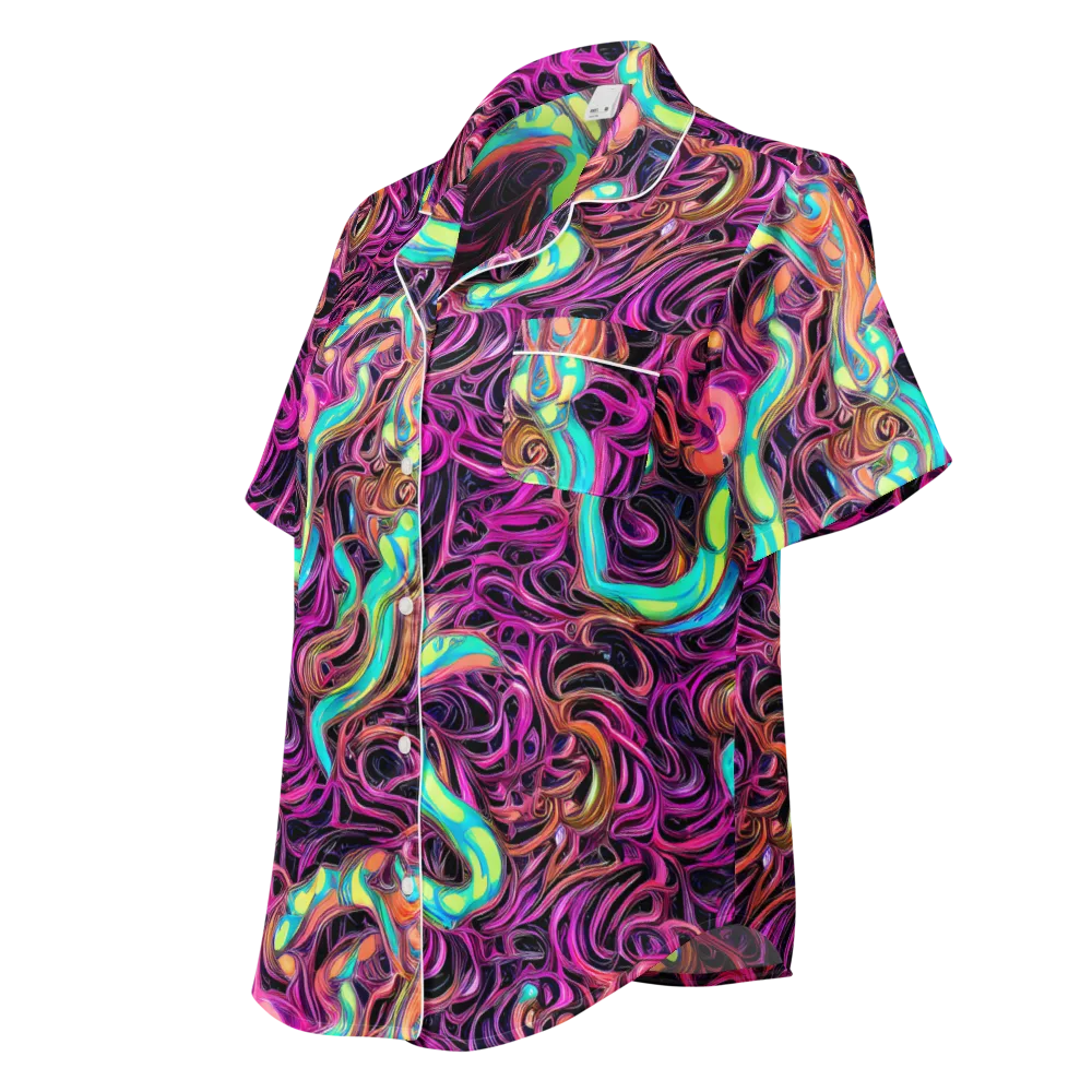 Neon Drizzle on Women's Short Sleeve Pajama Top — Left Front
