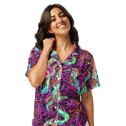 Neon Drizzle on a Women's Short Sleeve Pajama Top