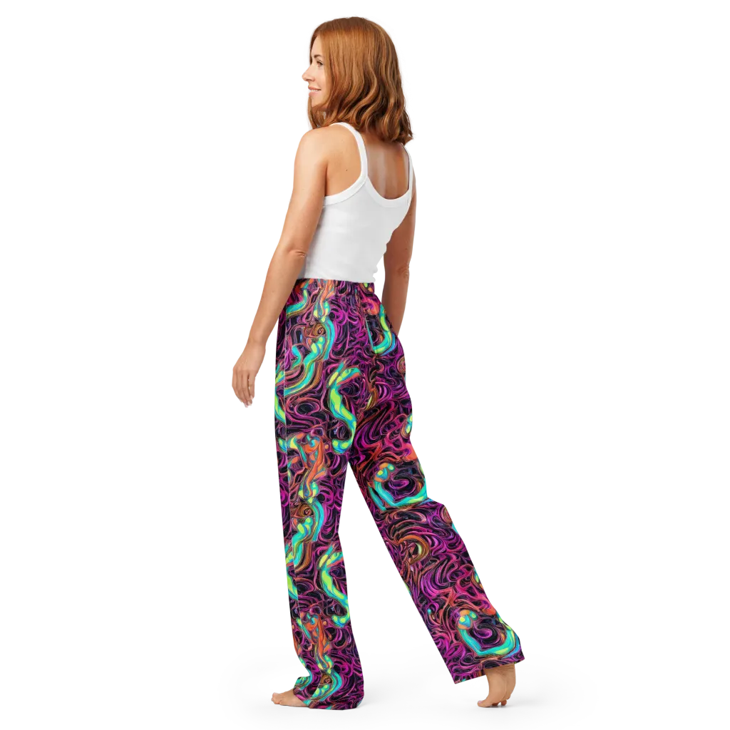 Neon Drizzle on Women's Pajama Pants — Back