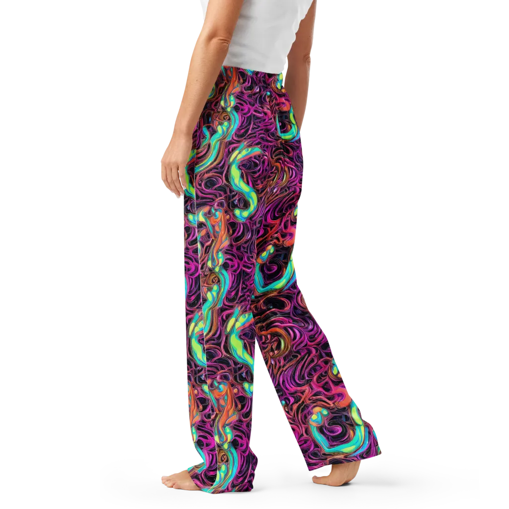 Neon Drizzle on Women's Pajama Pants — Left