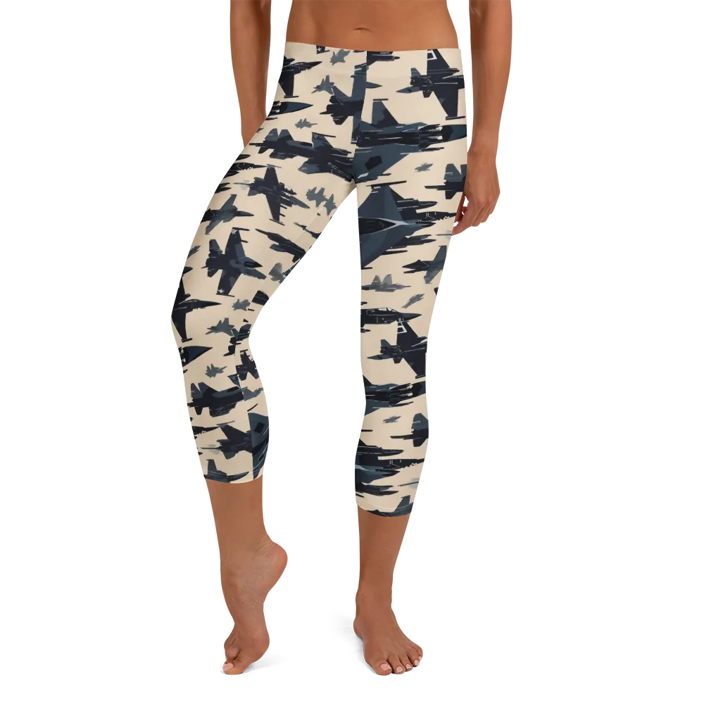 Jet Stream on Capri Leggings — Front