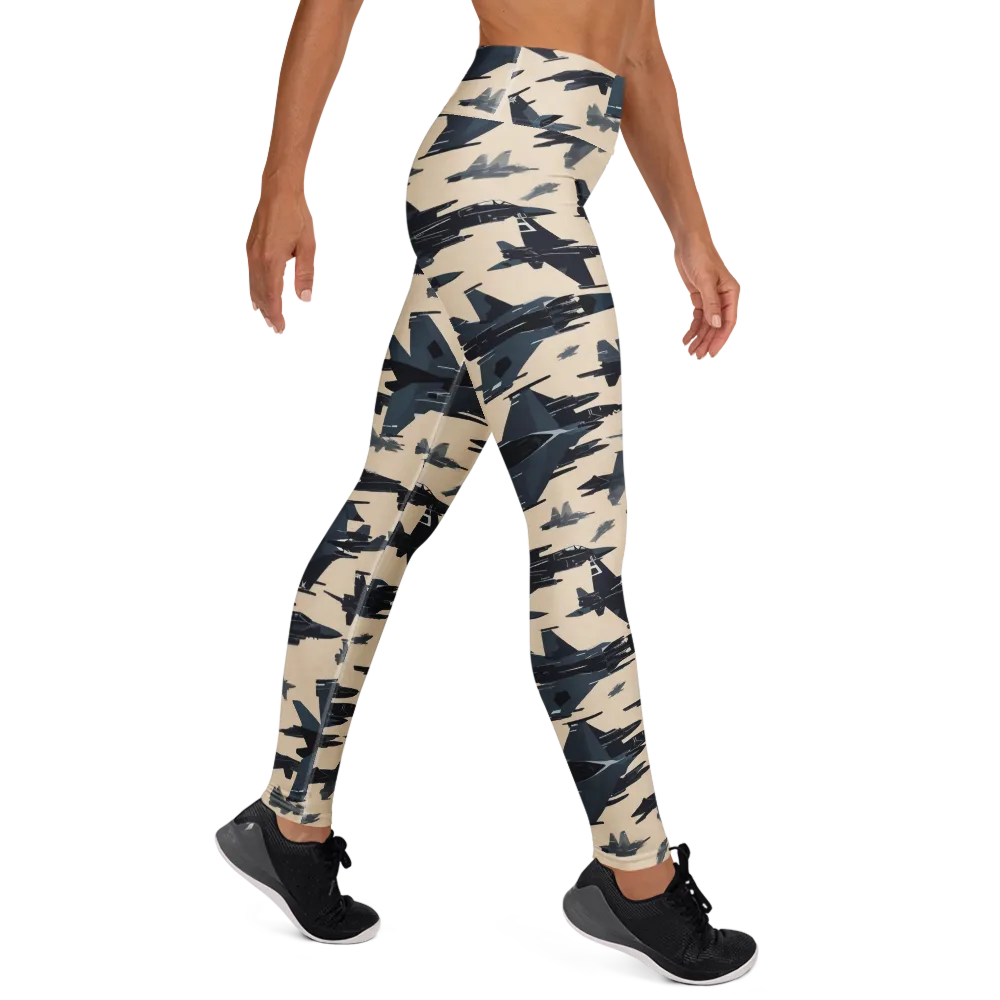 Jet Stream on Yoga Leggings — Right