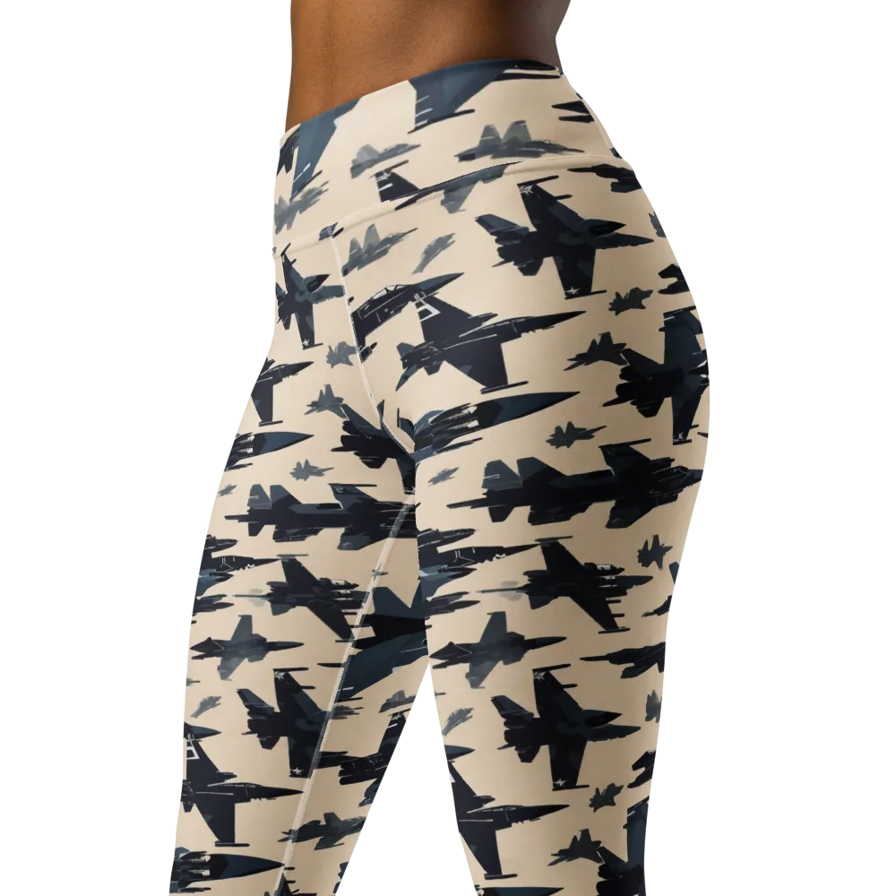 Jet Stream on Yoga Leggings — Left Front