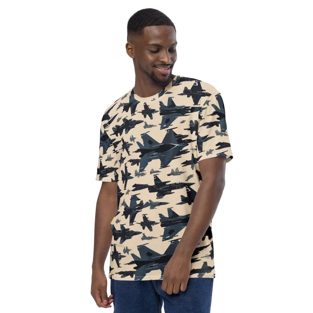 Jet Stream on Men's Crew Neck T-Shirt — Left