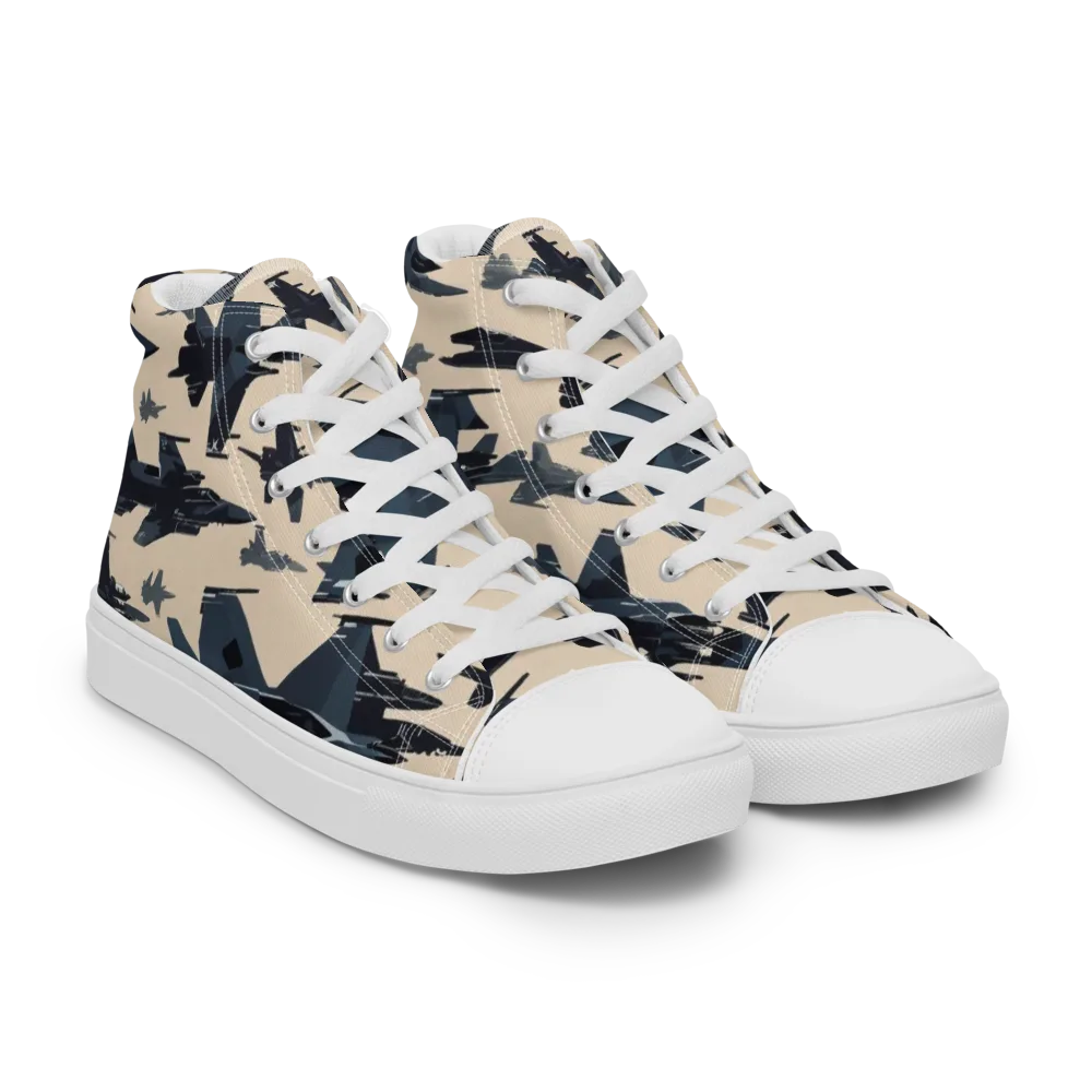 Jet Stream on Men's High Top Canvas Shoes — Right Front
