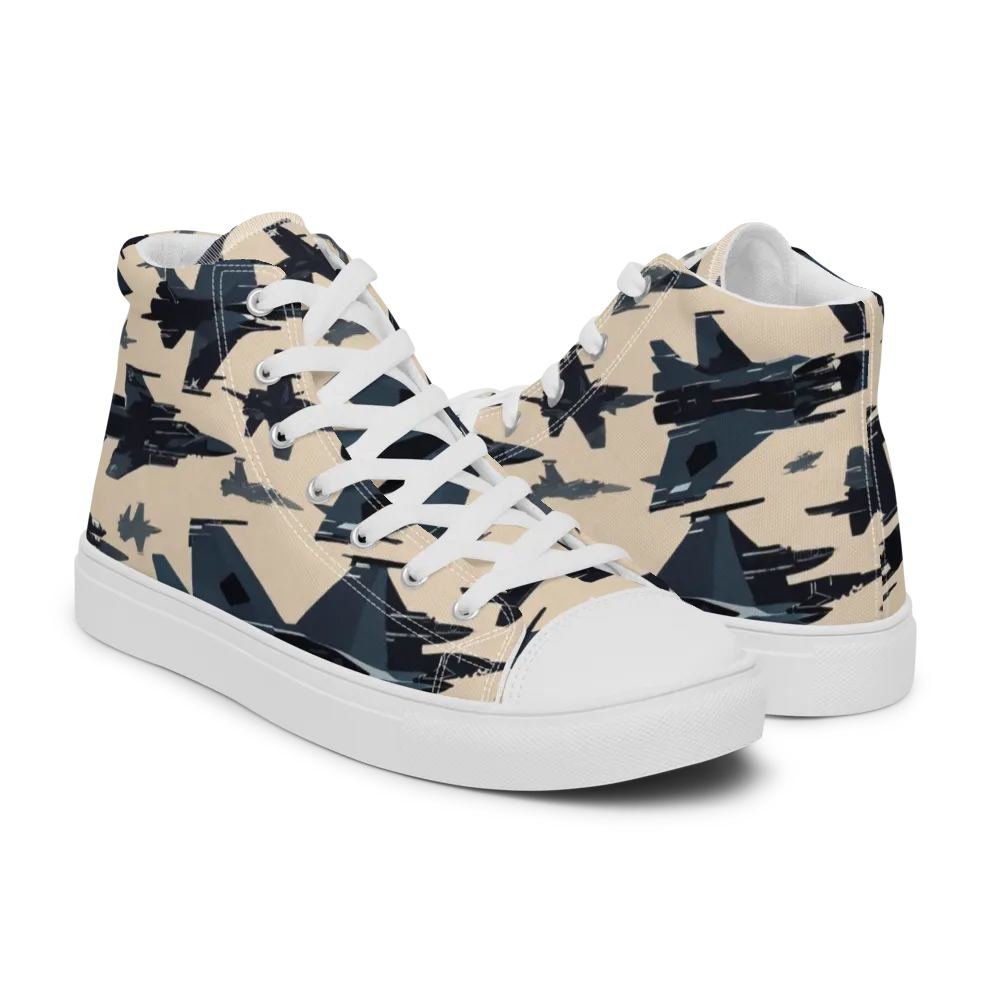 Jet Stream on Men's High Top Canvas Shoes — Right