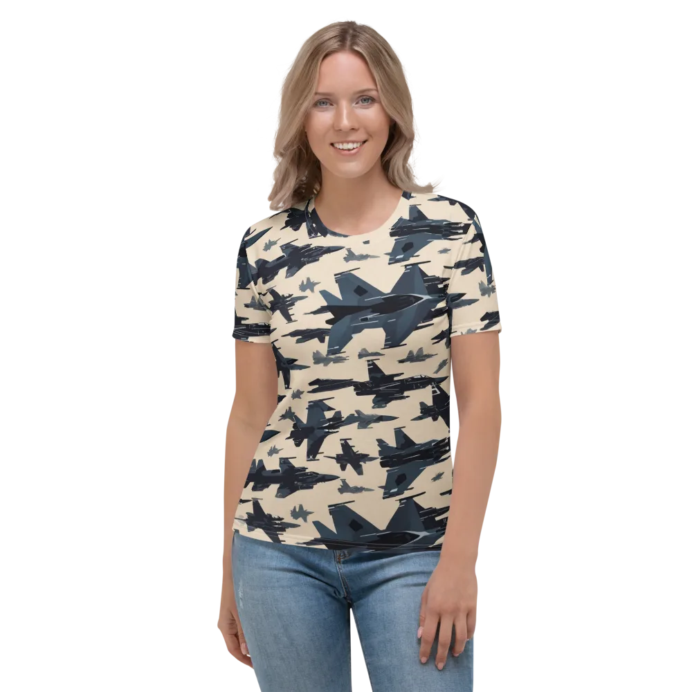 Jet Stream on Women's Crew Neck T-Shirt — Front