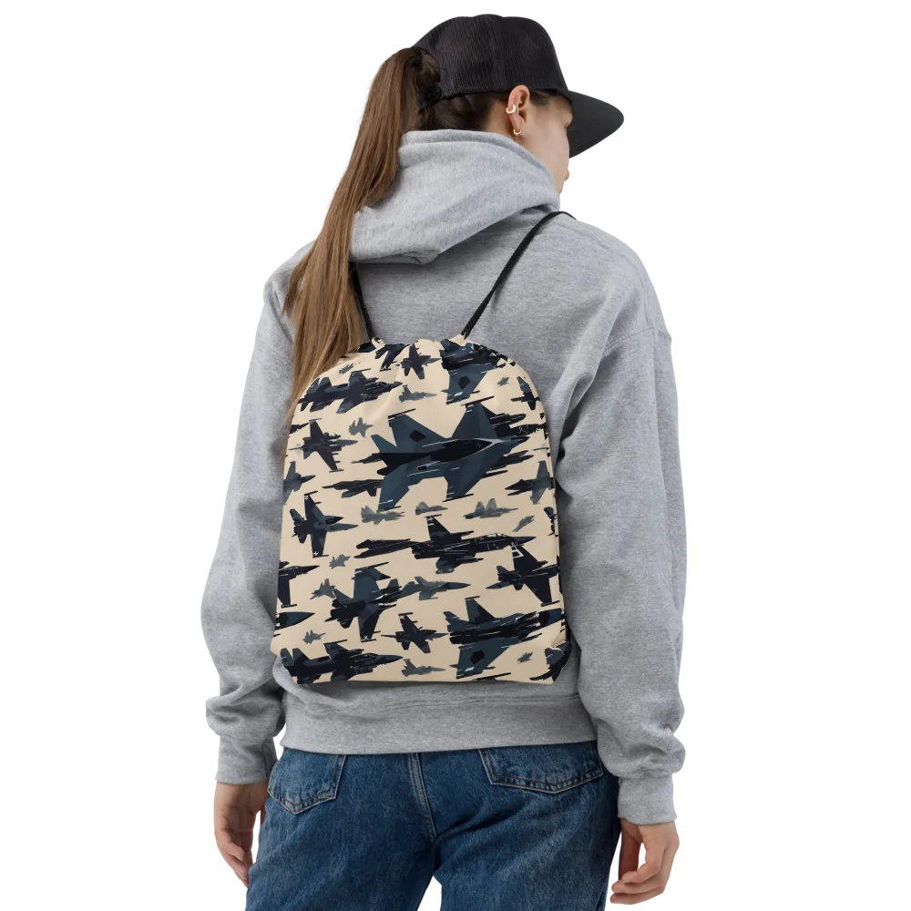 Jet Stream on Drawstring Bag — Front