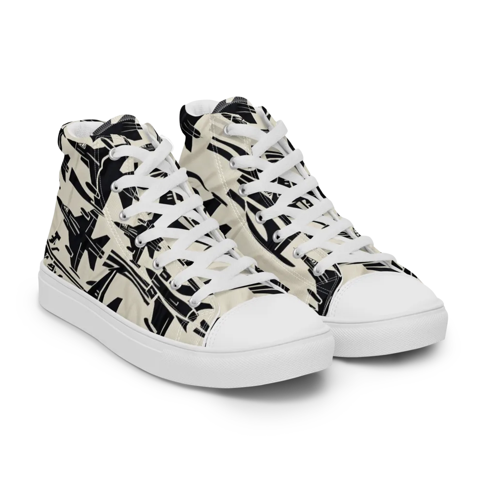 Runway Static on Men's High Top Canvas Shoes — Right Front