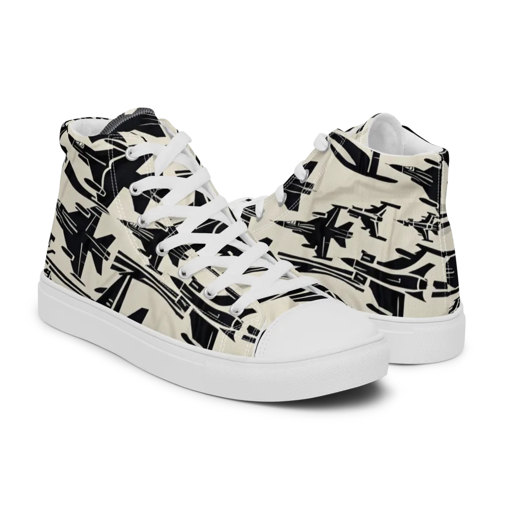 Runway Static on Men's High Top Canvas Shoes — Right