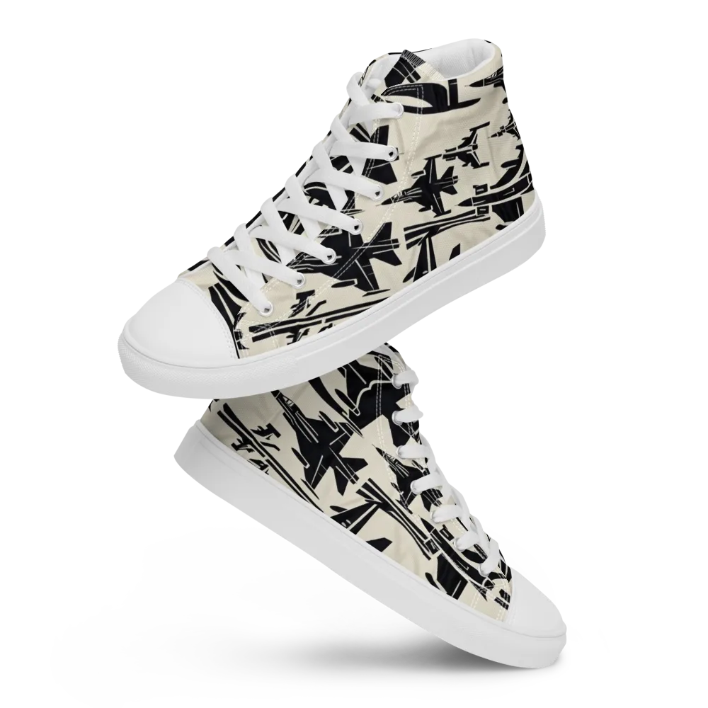 Runway Static on Men's High Top Canvas Shoes — Front