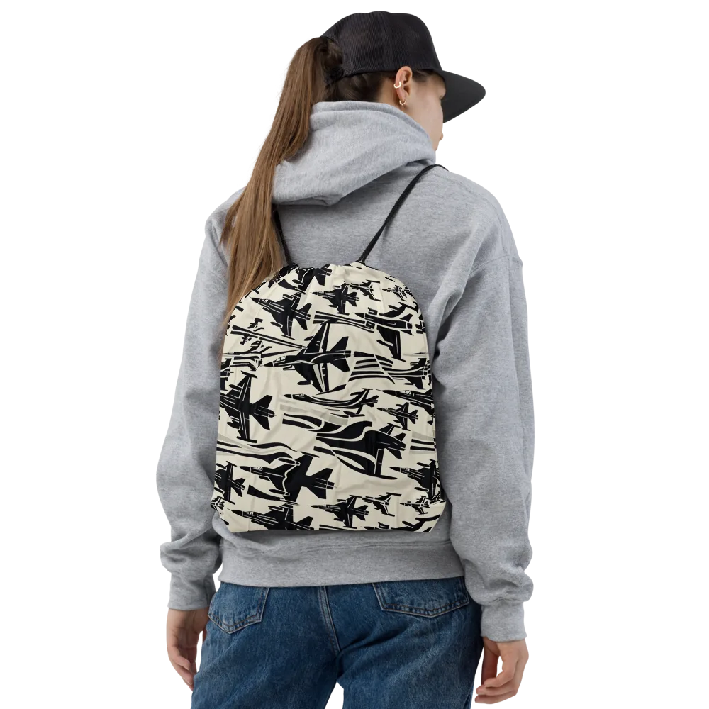 Runway Static on Drawstring Bag — Front