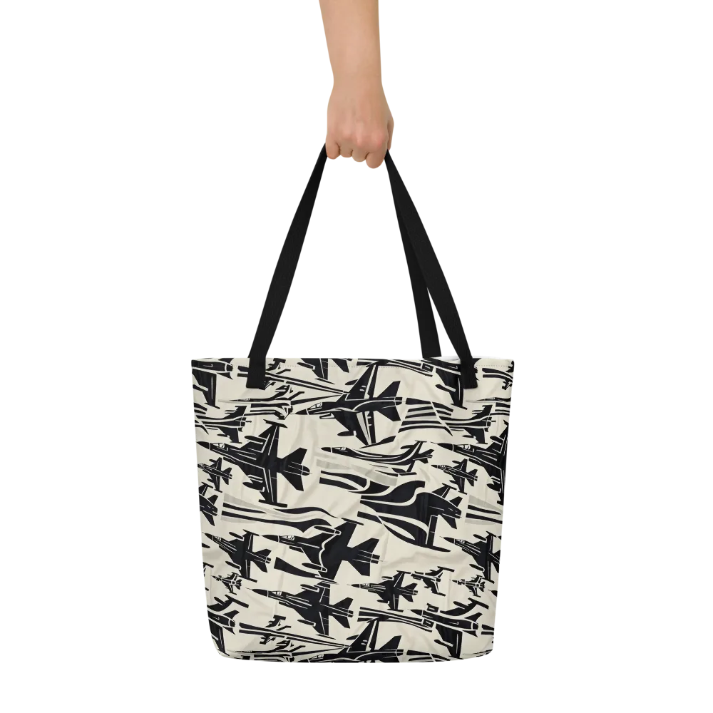 Runway Static on Large Tote Bag W/ Pocket — Front