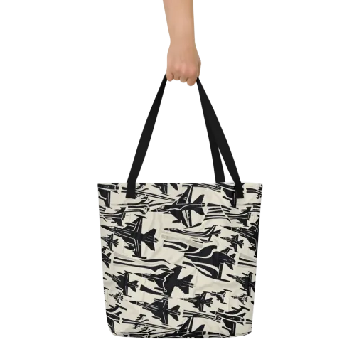 Runway Static on a Large Tote Bag W/ Pocket