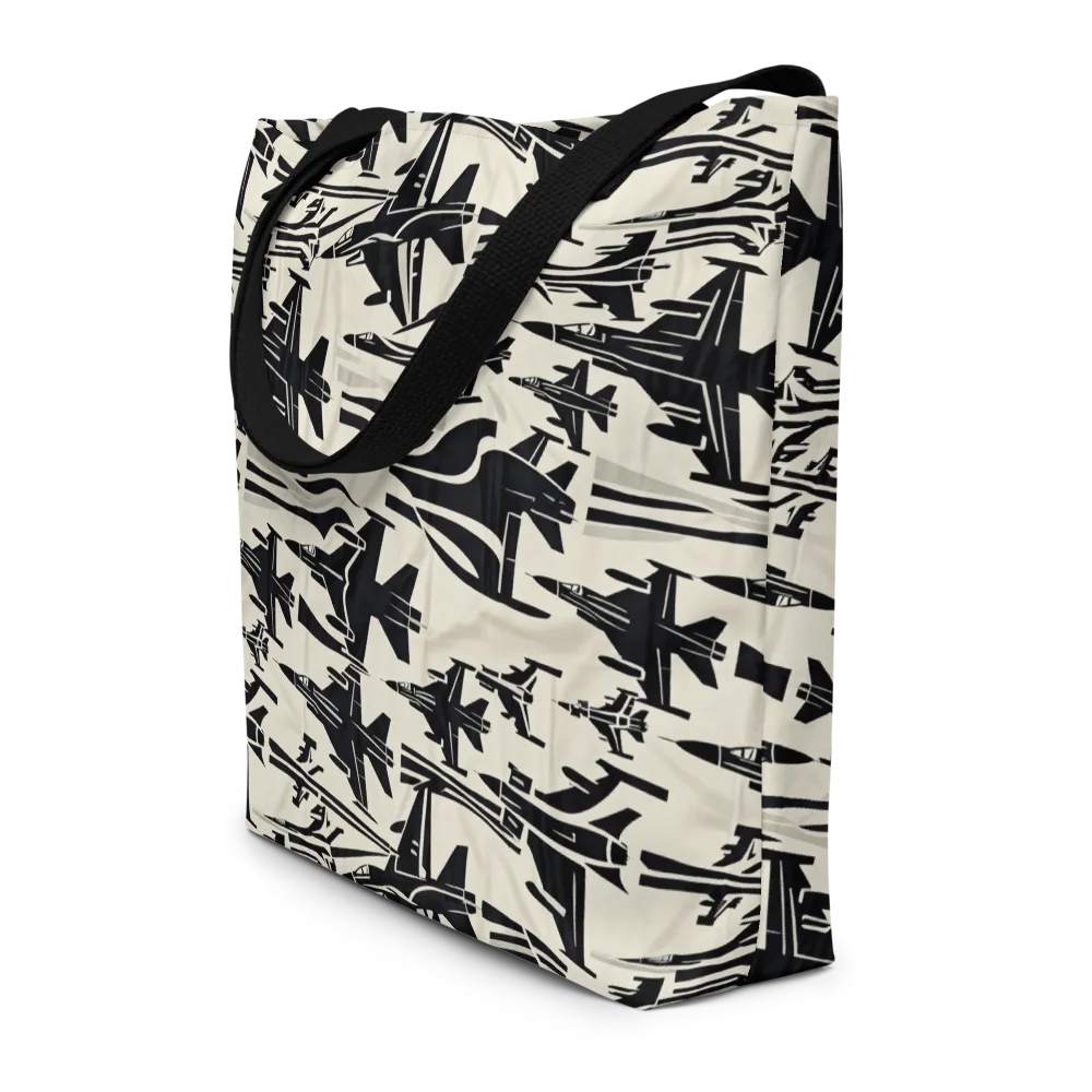 Runway Static on Large Tote Bag W/ Pocket — Front