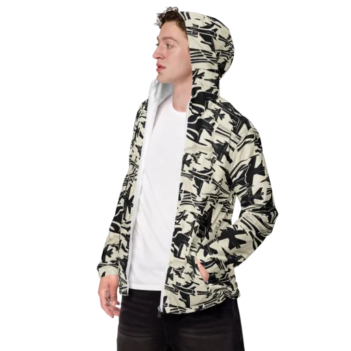 Runway Static on a Men's Windbreaker
