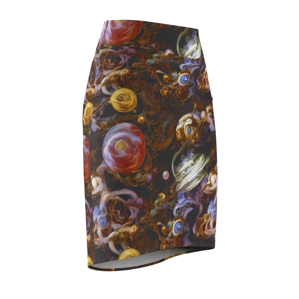 Bloemaert's Galaxy on Pencil Skirt — Front Side