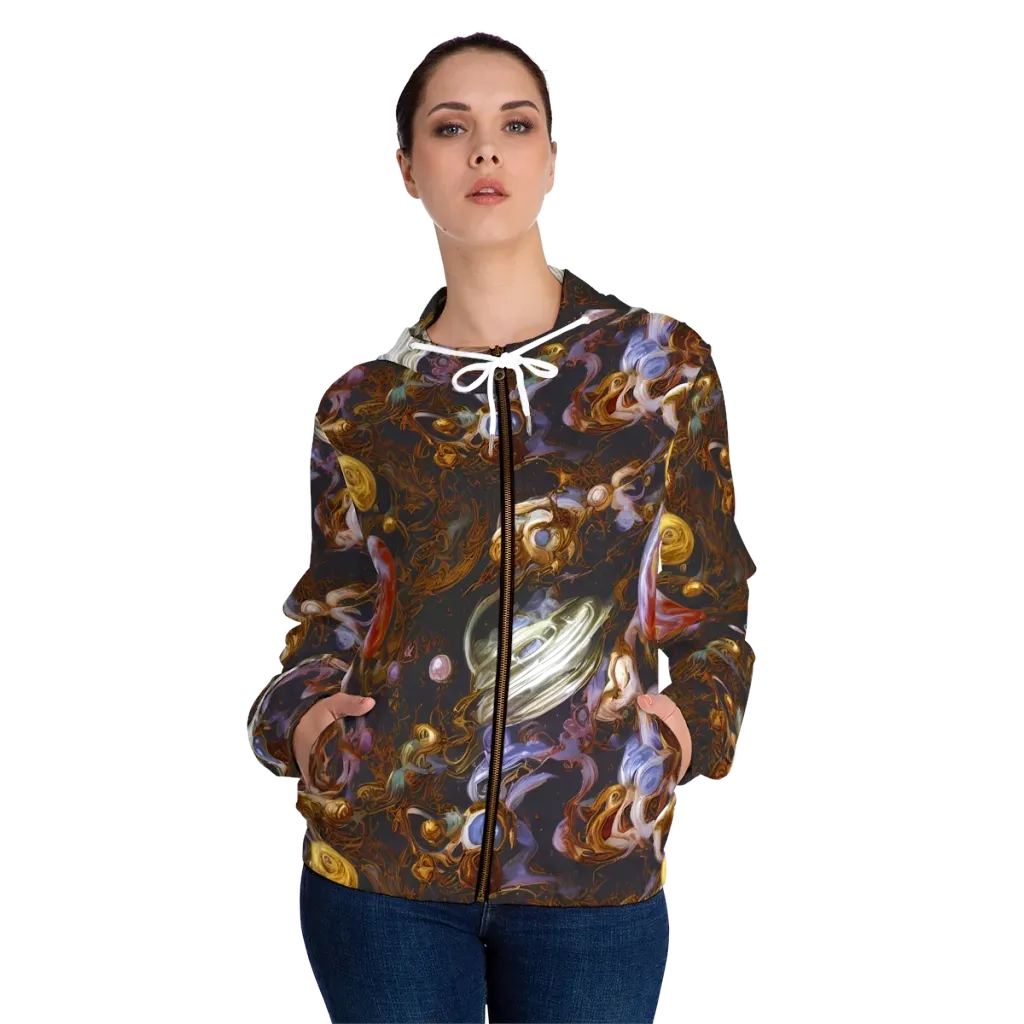 Bloemaert's Galaxy on Women's Full-Zip Hoodie — Front On Person