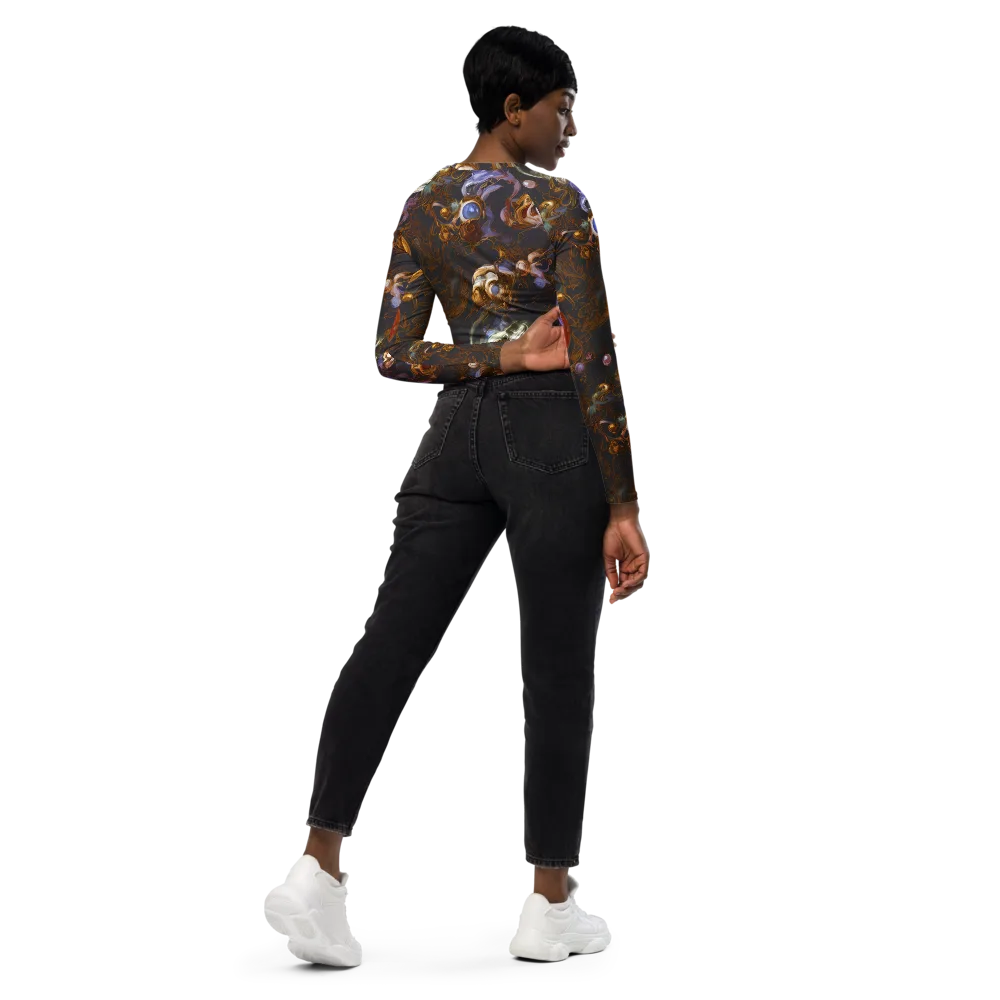 Bloemaert's Galaxy on Long Sleeve Crop Top — Right Back