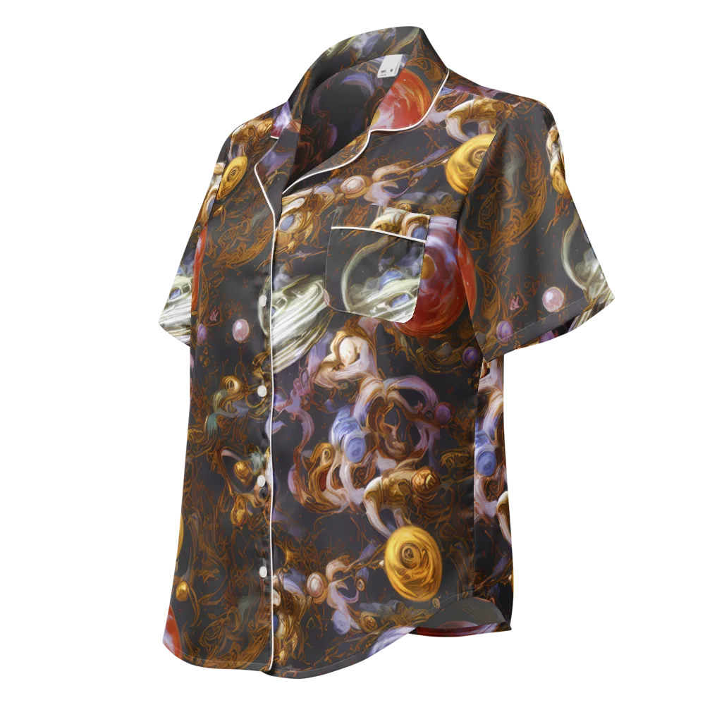 Bloemaert's Galaxy on Women's Short Sleeve Pajama Top — Left Front