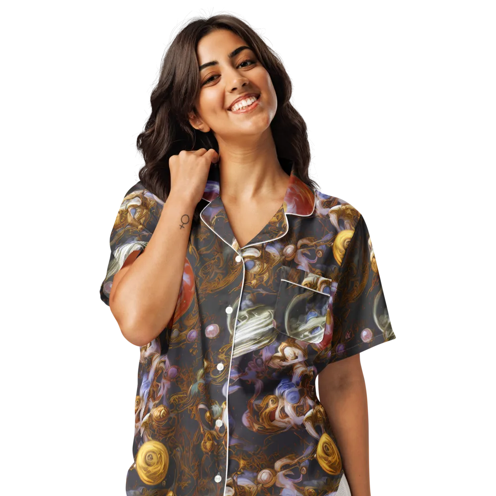 Bloemaert's Galaxy on Women's Short Sleeve Pajama Top — Front