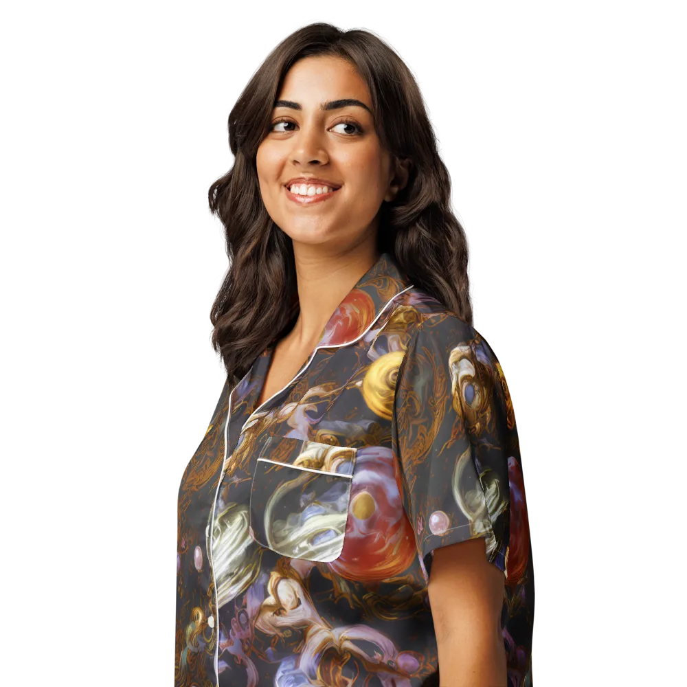 Bloemaert's Galaxy on Women's Short Sleeve Pajama Top — Left Front
