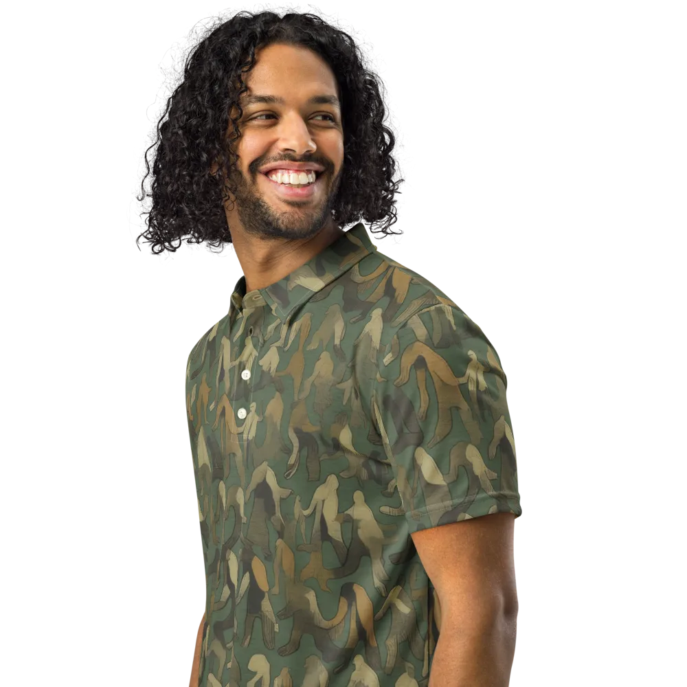 Moss Figures on Men's Slim Fit Polo Shirt — Left Front