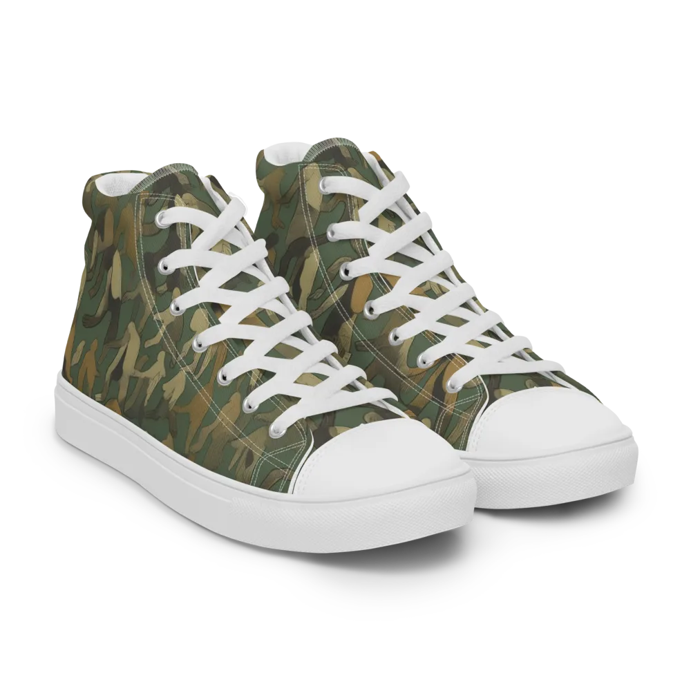 Moss Figures on Men's High Top Canvas Shoes — Right Front