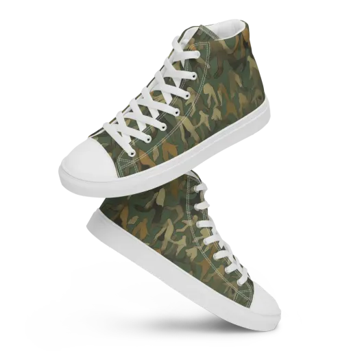 Moss Figures on a Men's High Top Canvas Shoes
